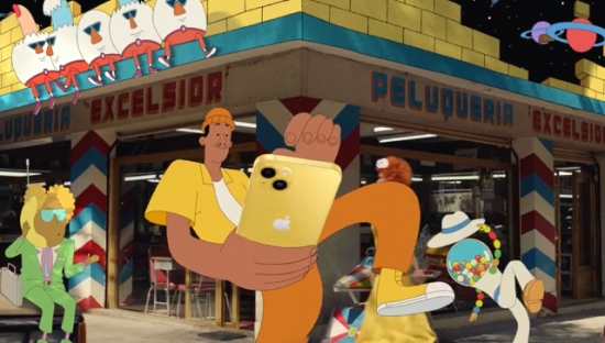 iPhone 14全新配色宣传片，走入明黄色插画世界