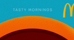 复古风海报，勾勒出麦当劳美味食物的形象