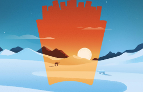 麦当劳唯美插画海报：冰与火碰撞的诗意