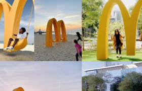 用logo做秋千，麦当劳真会玩！