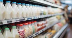 风味牛奶，在货架上积灰